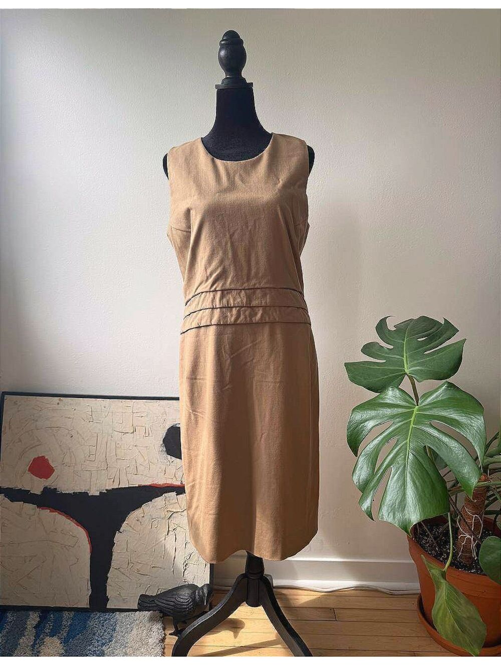 Jil Sander Made In Italy Virgin Wool Blend Sleeveless Minimalist Dress, EU 40